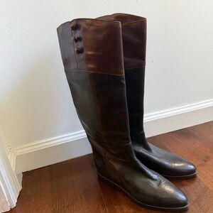 Joan & David Elegant Two-Tone Leather Riding Boots size 38